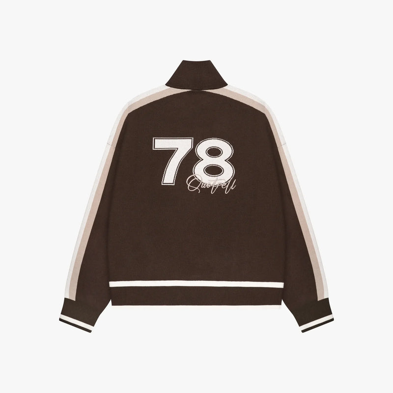 FW26 CLUB KNITTED ZIP | BROWN/ECRU