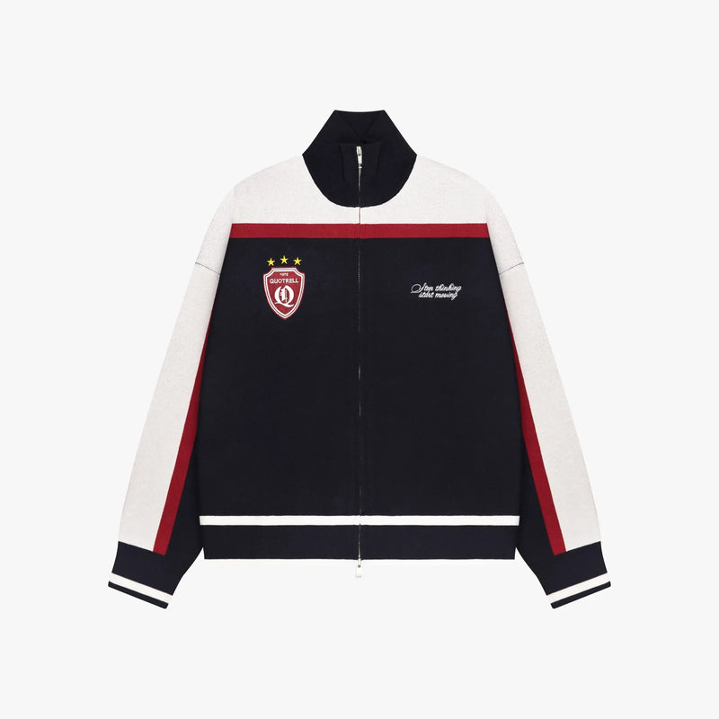 FW26 CLUB KNITTED ZIP | NAVY/WHITE