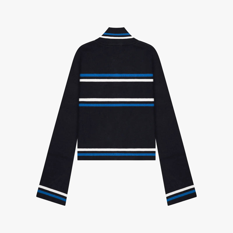 FW26 KIKI KNITTED ZIP TOP | NAVY/WHITE
