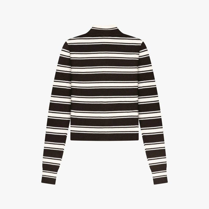 FW26 LUCA KNITTED ZIP TOP | BROWN STRIPED