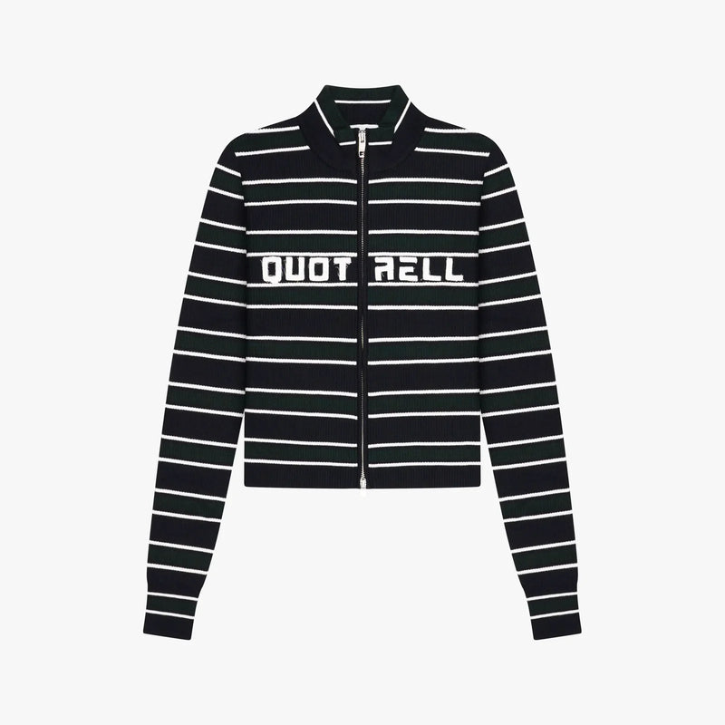 FW26 LUCA KNITTED ZIP TOP | NAVY STRIPED