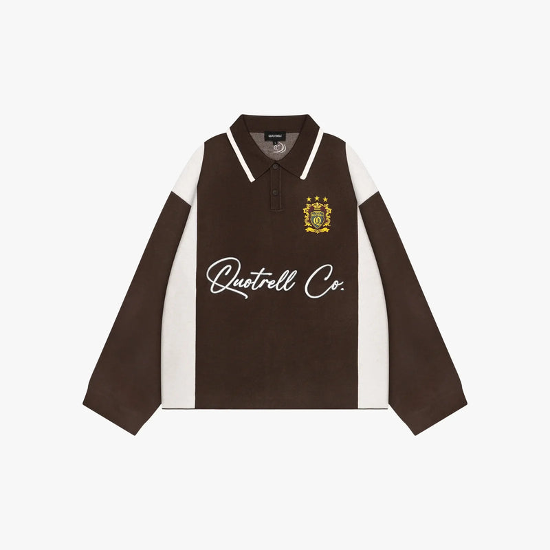 FW26 MONO KNITTED POLO | BROWN/ECRU