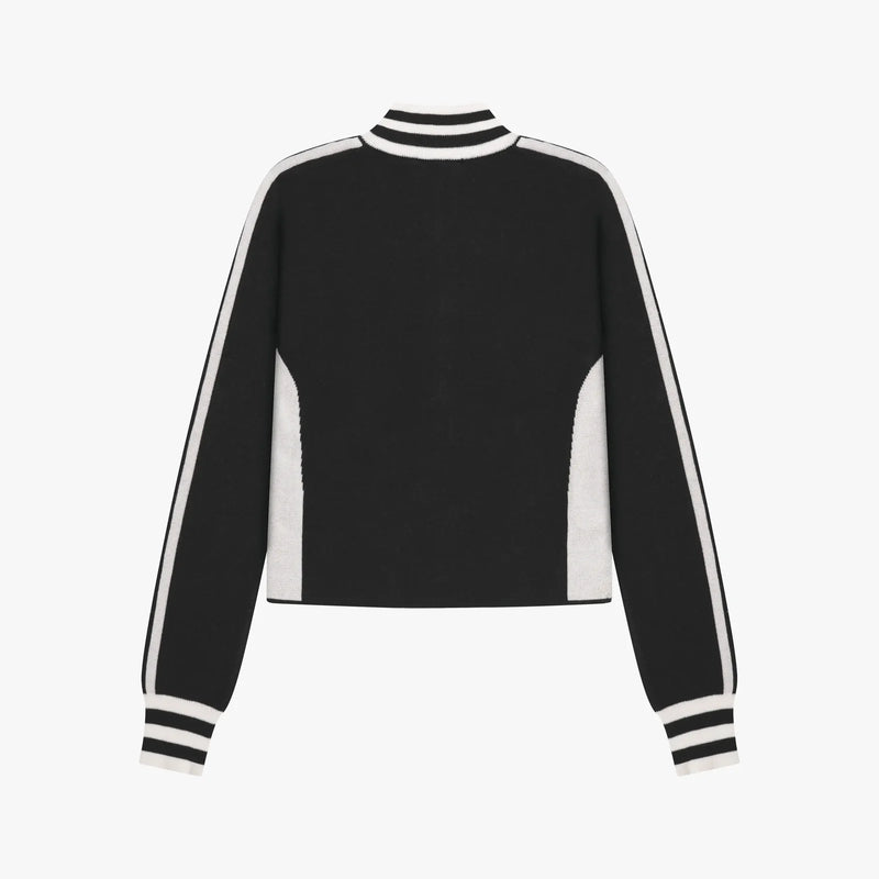FW26 NAOMI KNITTED ZIP TOP | BLACK/WHITE