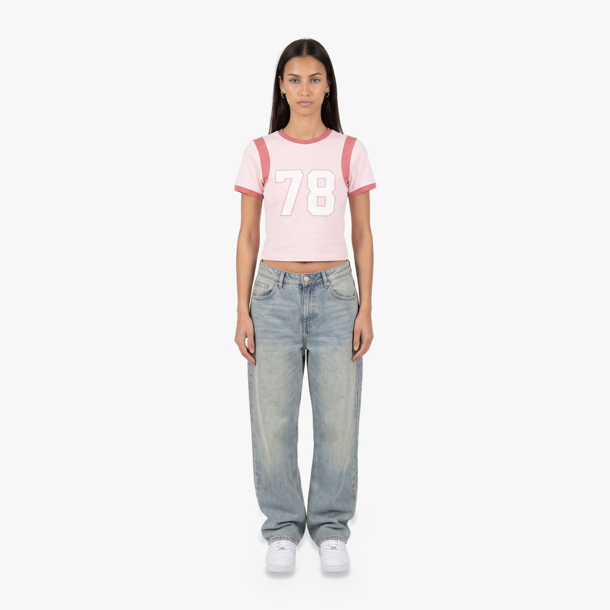 78 Top in light pink and white