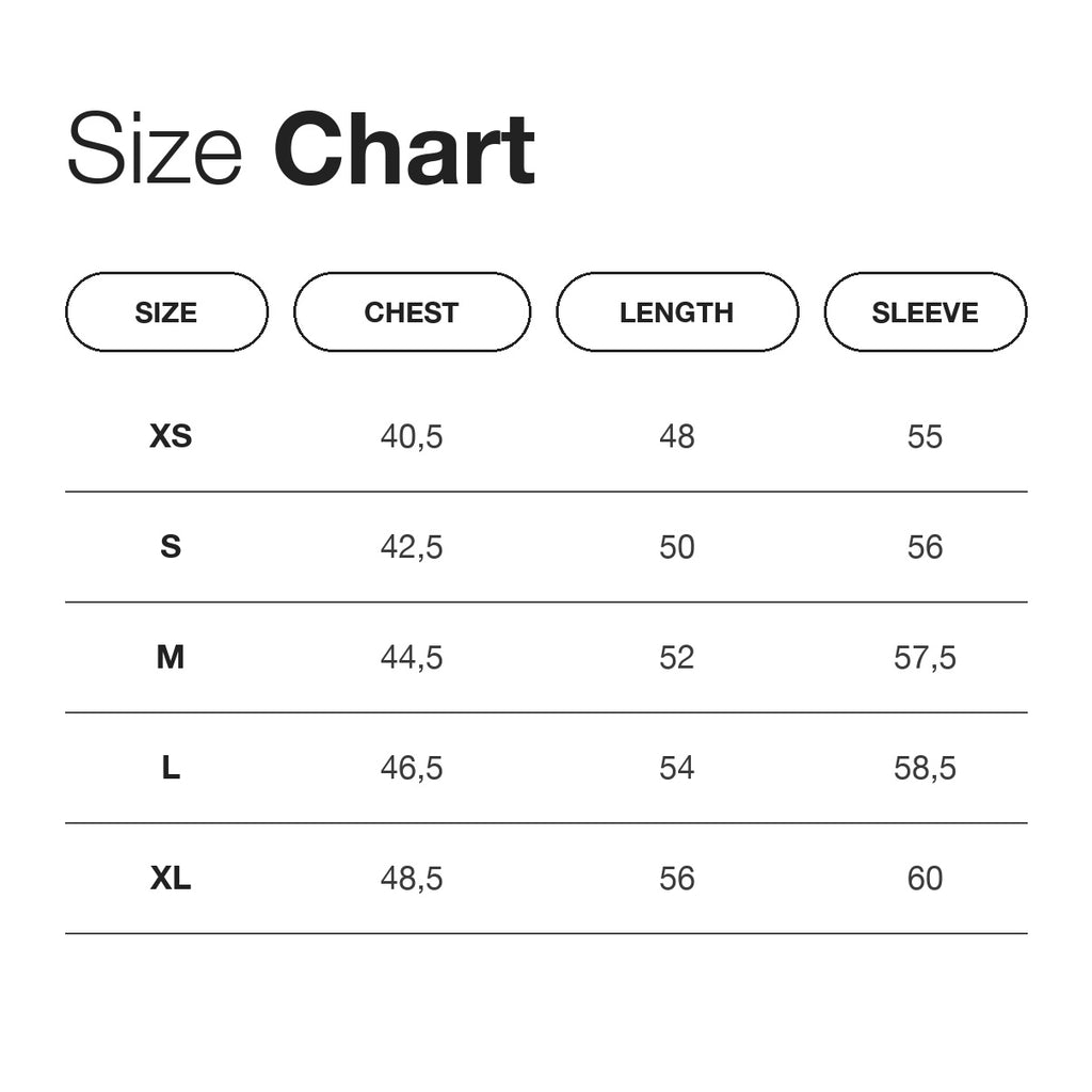 Chloe Zip Hoodie size chart