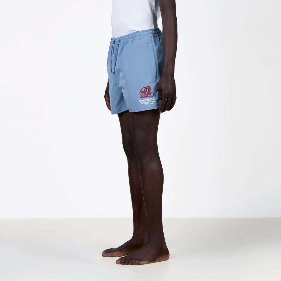 CHAIN SWIMSHORT | MUTED BLUE/RED