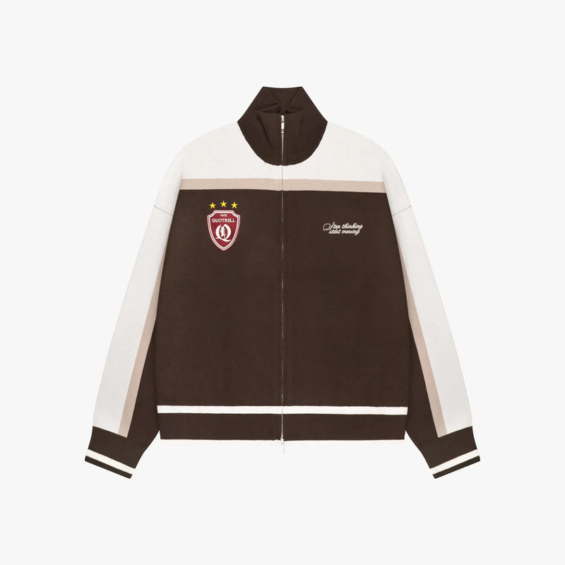 FW26 CLUB KNITTED ZIP | BROWN/ECRU