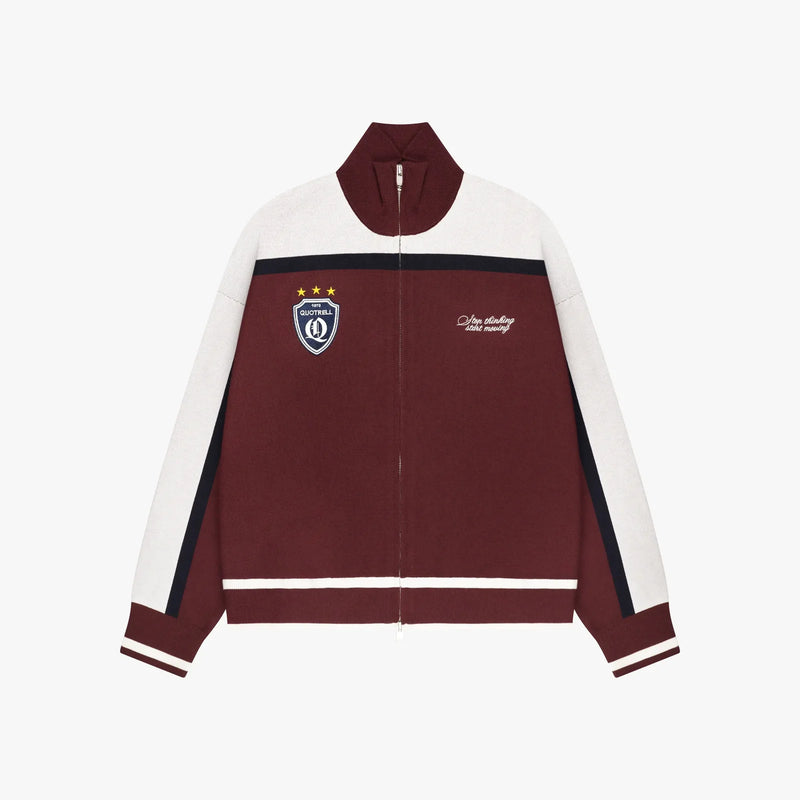 FW26 CLUB KNITTED ZIP | BURGUNDY/WHITE