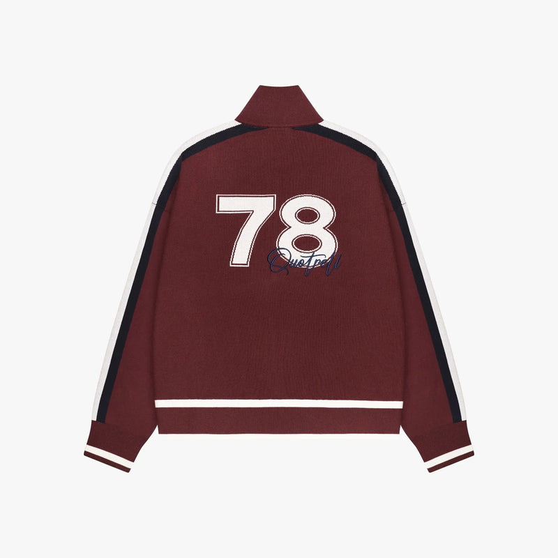 FW26 CLUB KNITTED ZIP | BURGUNDY/WHITE
