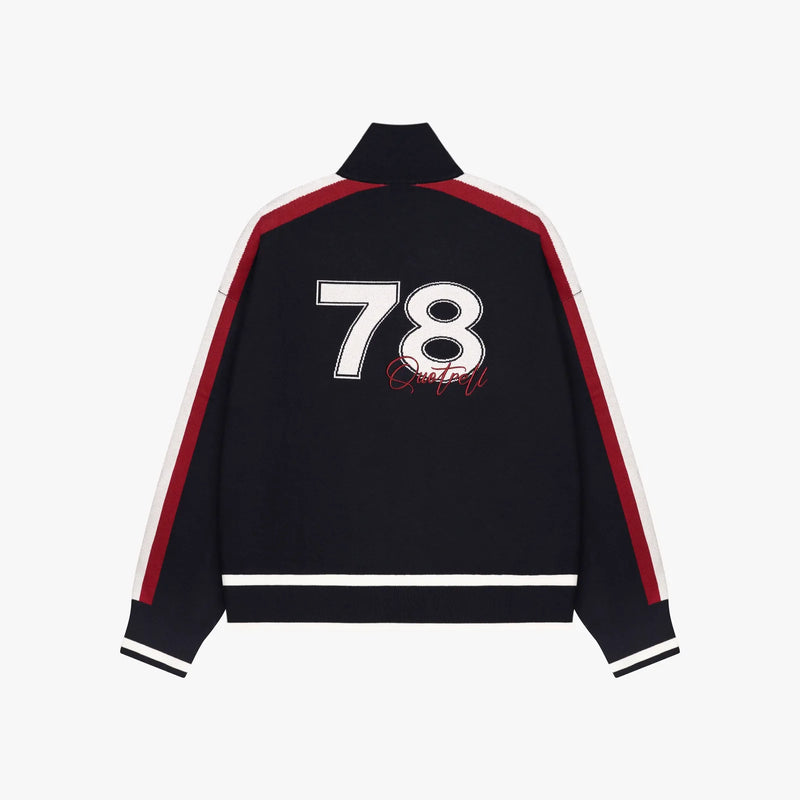 FW26 CLUB KNITTED ZIP | NAVY/WHITE