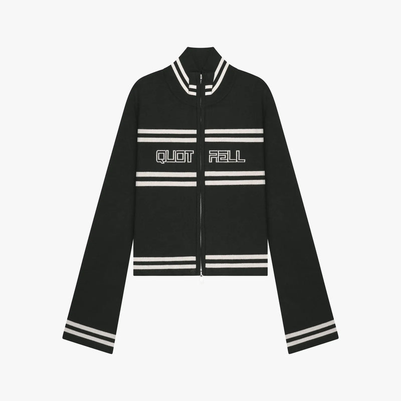 FW26 KIKI KNITTED ZIP TOP | BLACK/WHITE