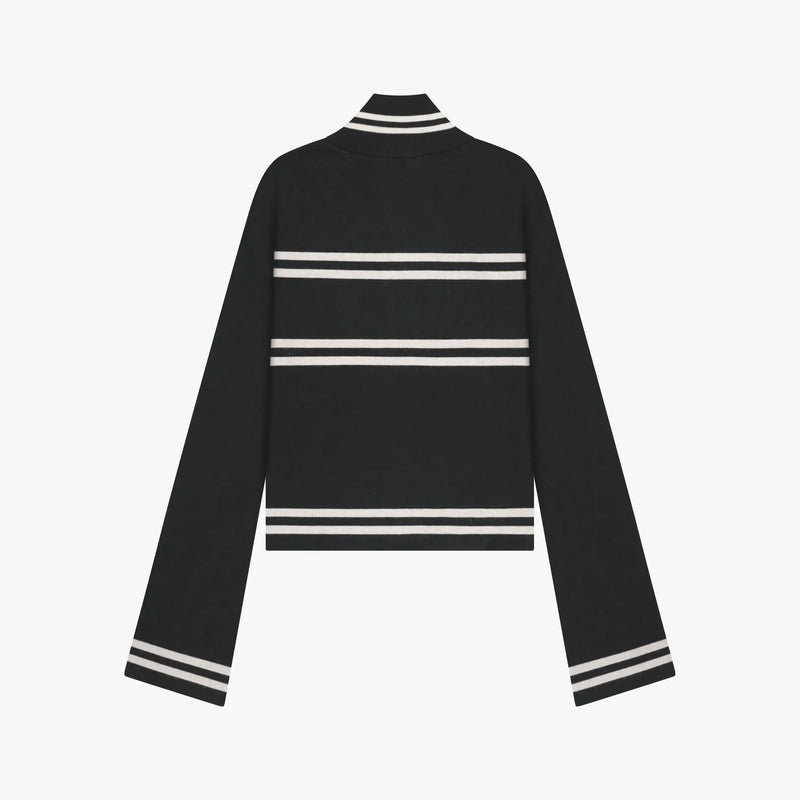 FW26 KIKI KNITTED ZIP TOP | BLACK/WHITE
