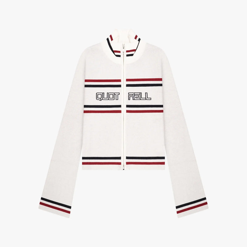 FW26 KIKI KNITTED ZIP TOP | ECRU/NAVY