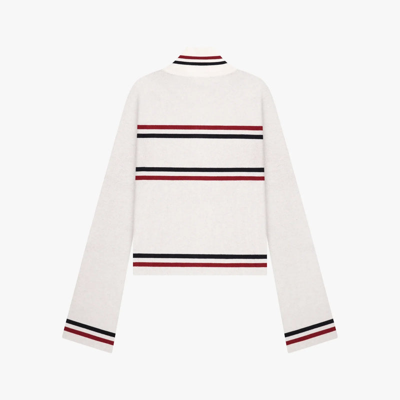 FW26 KIKI KNITTED ZIP TOP | ECRU/NAVY