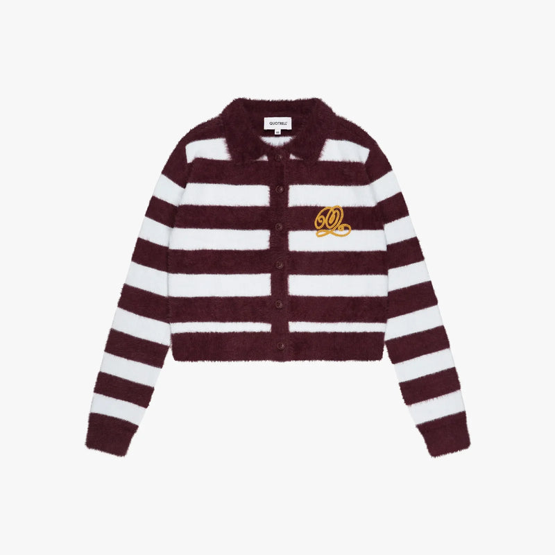 FW26 LIVA KNITTED CARDIGAN | BURGUNDY/LIGHT BLUE