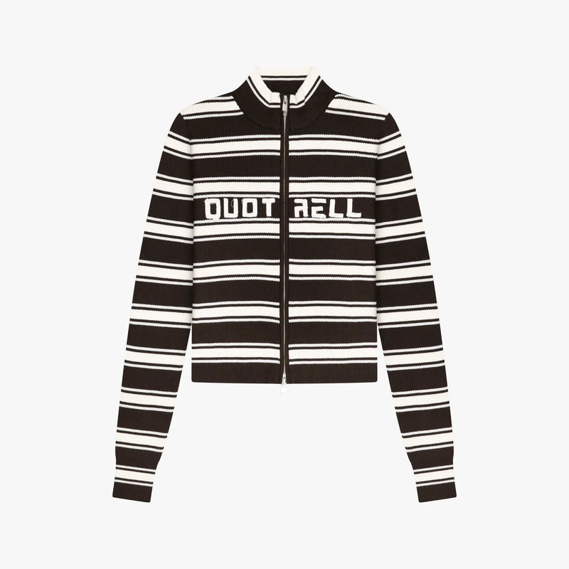 FW26 LUCA KNITTED ZIP TOP | BROWN STRIPED