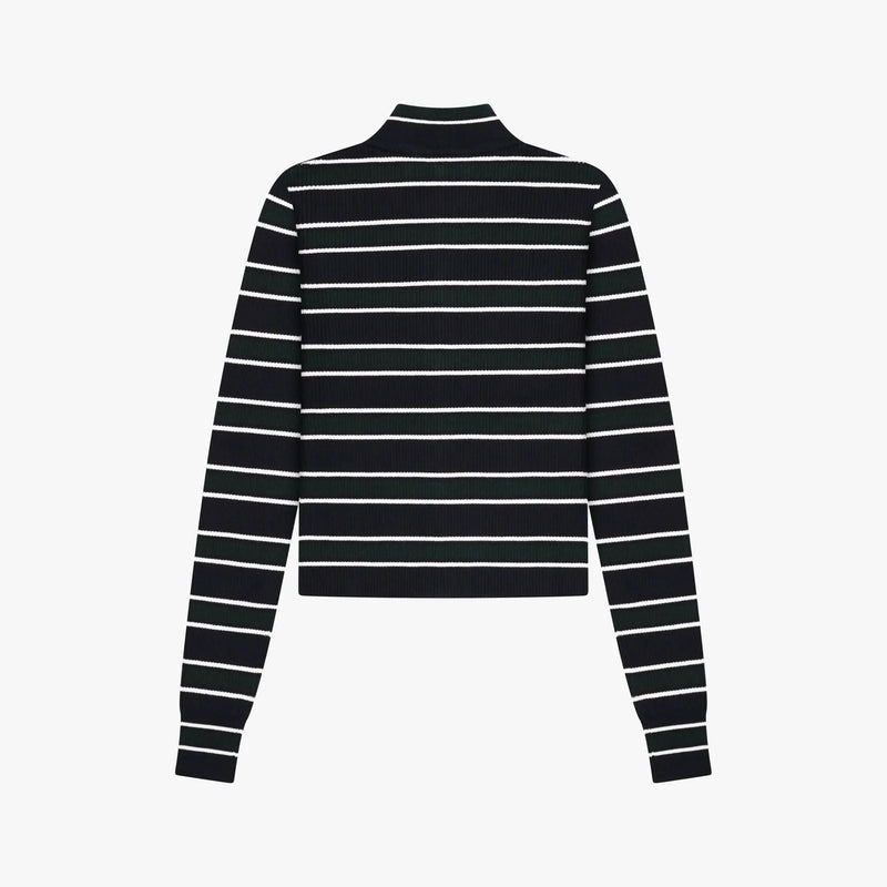 FW26 LUCA KNITTED ZIP TOP | NAVY STRIPED