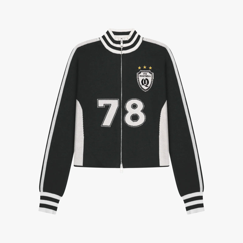 FW26 NAOMI KNITTED ZIP TOP | BLACK/WHITE