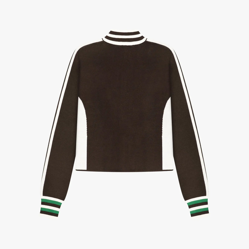 FW26 NAOMI KNITTED ZIP TOP | BROWN/GREEN