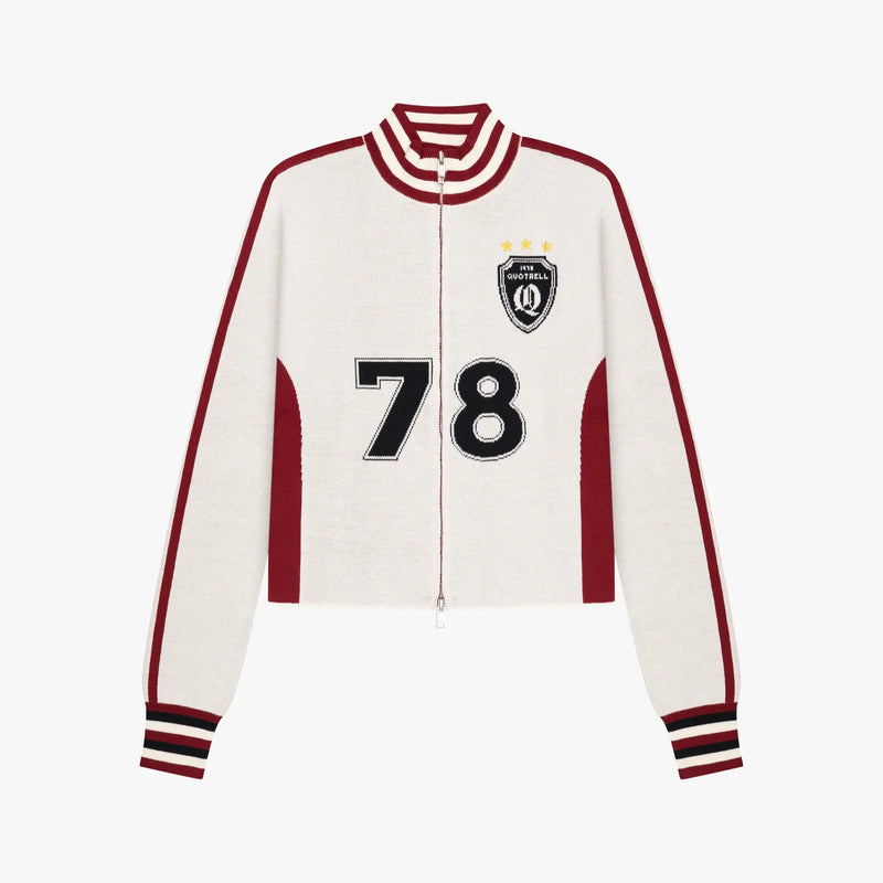 FW26 NAOMI KNITTED ZIP TOP | ECRU/NAVY