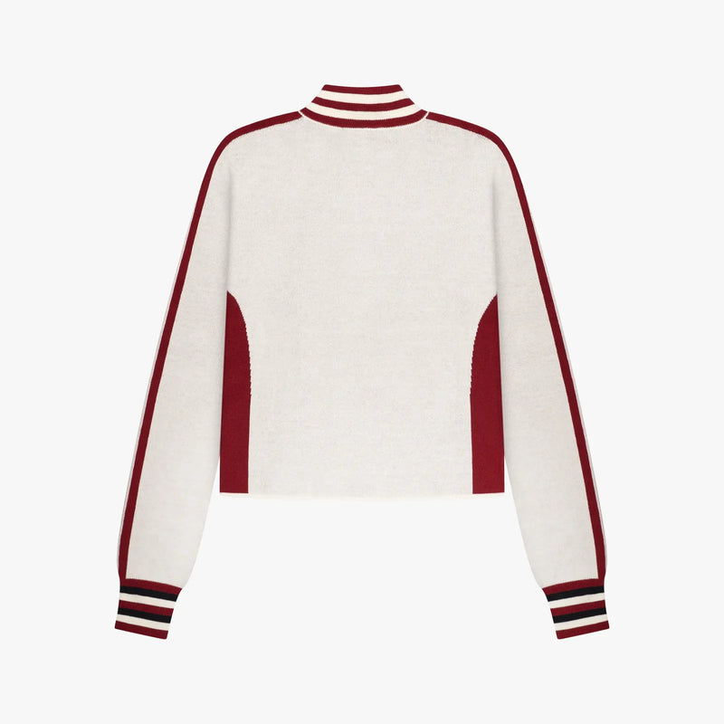 FW26 NAOMI KNITTED ZIP TOP | ECRU/NAVY