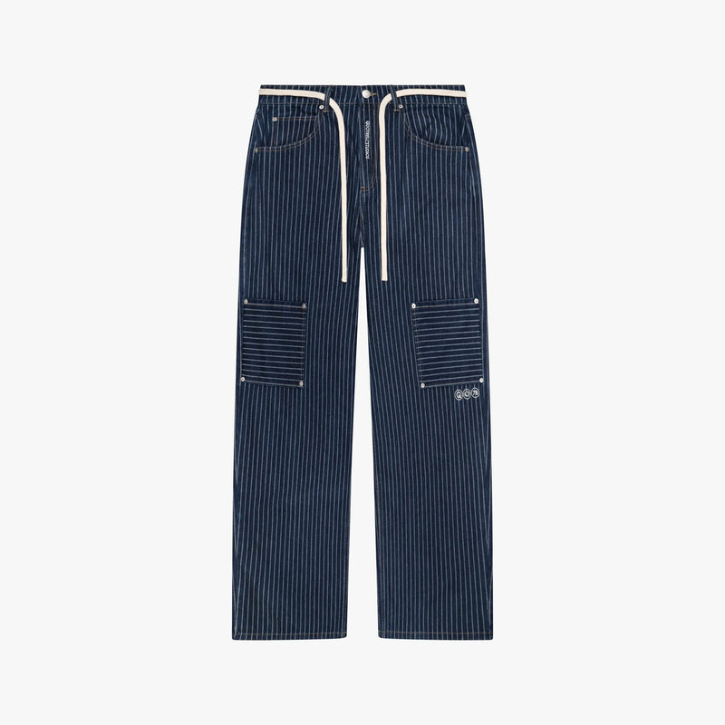 PINSTRIPE DENIM JEANS INDIGO PIN STRIPE