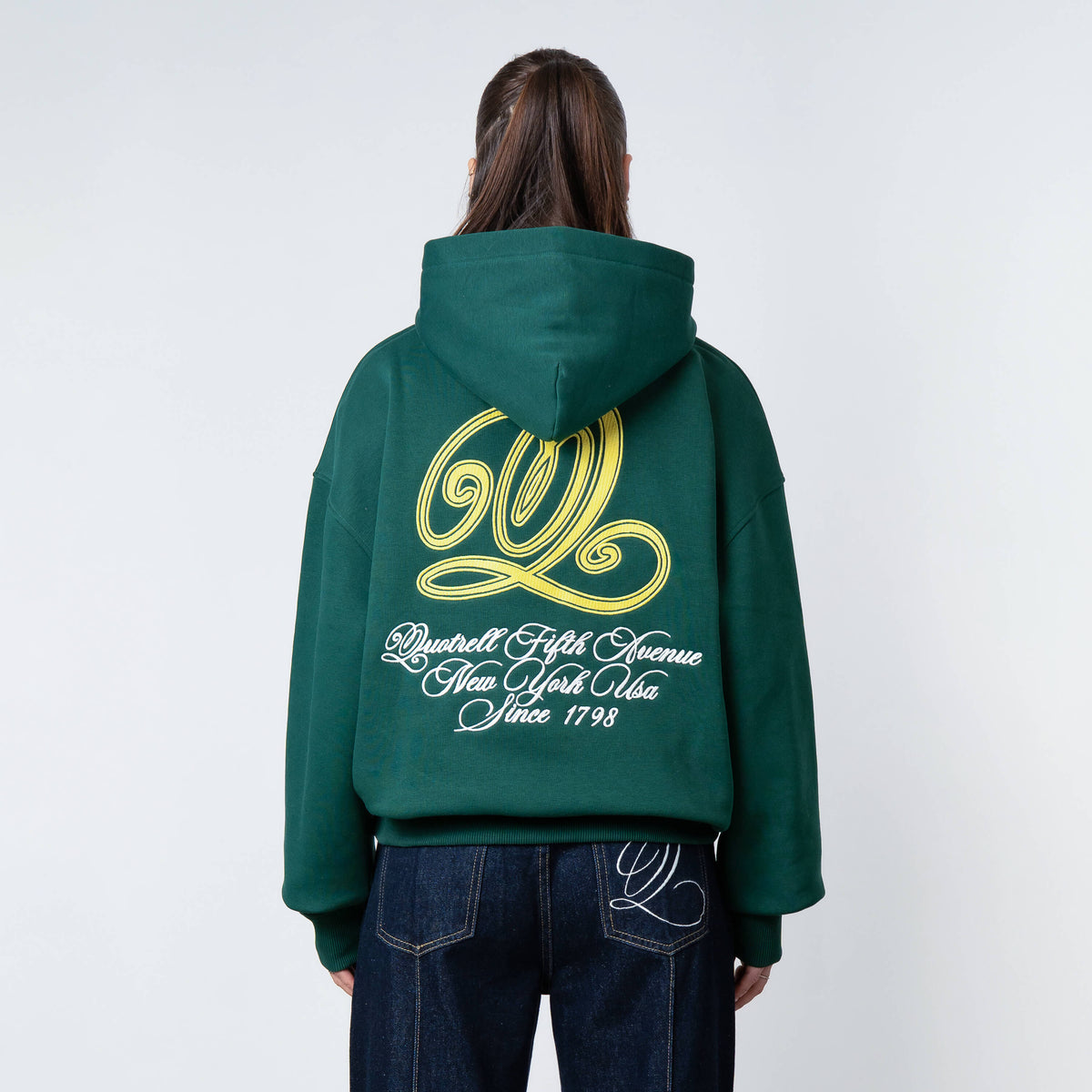 Chain Hoodie in petrol and yellow