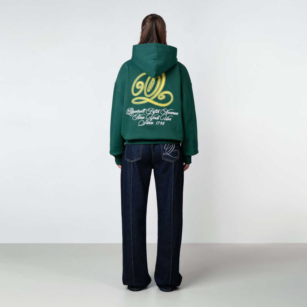 Chain Hoodie in petrol and yellow