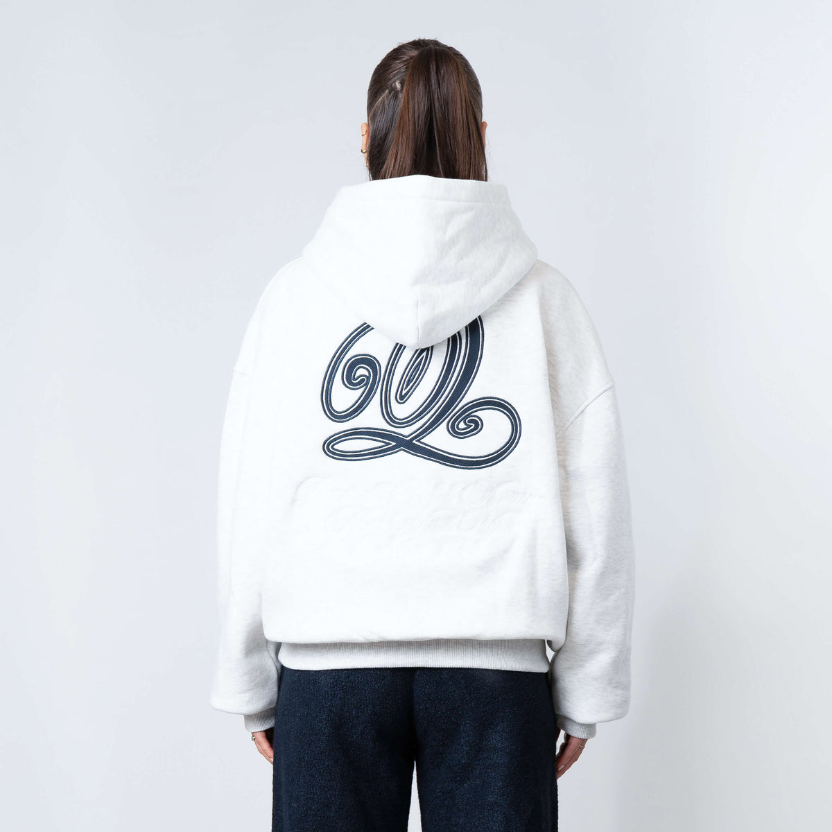Chain Hoodie in light grey melee and nav