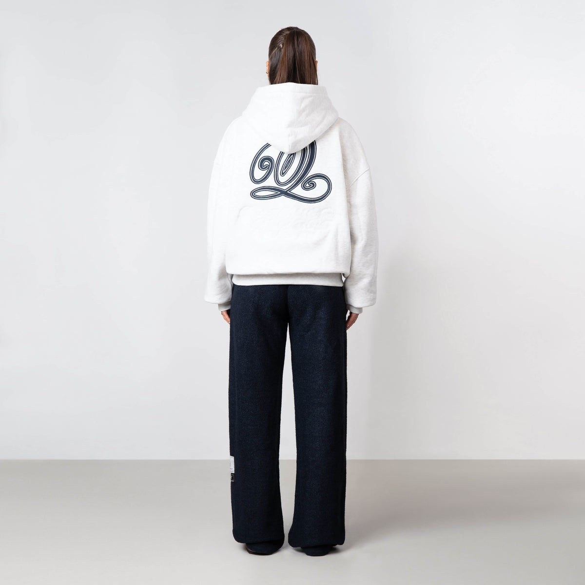 Chain Hoodie in light grey melee and nav