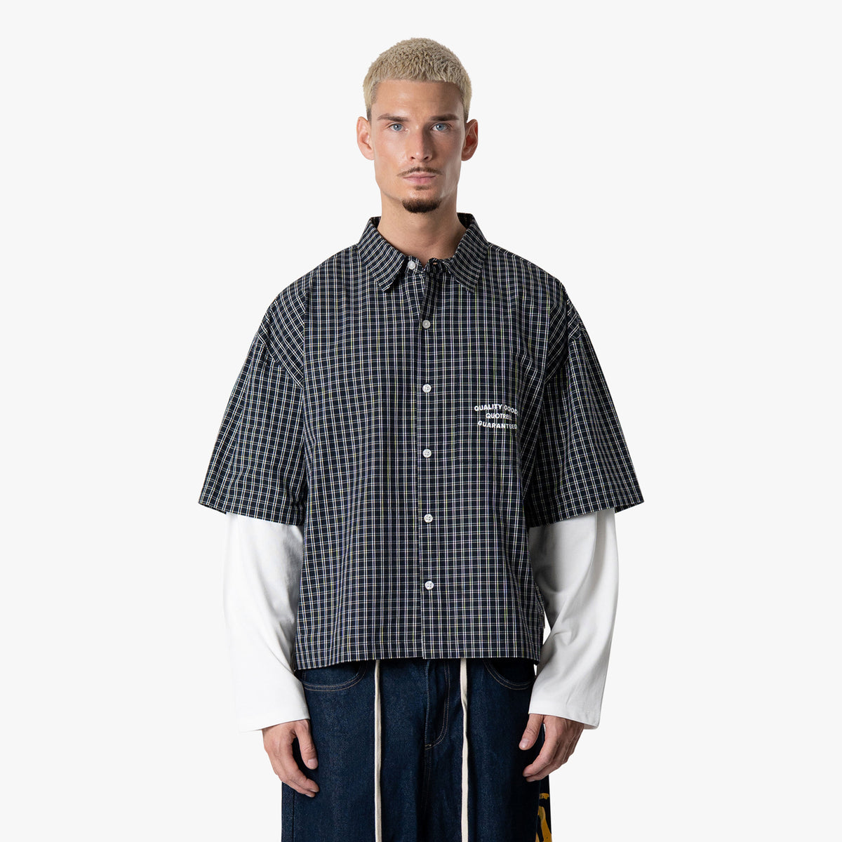Heritage Double Longsleeve in navy and plaid