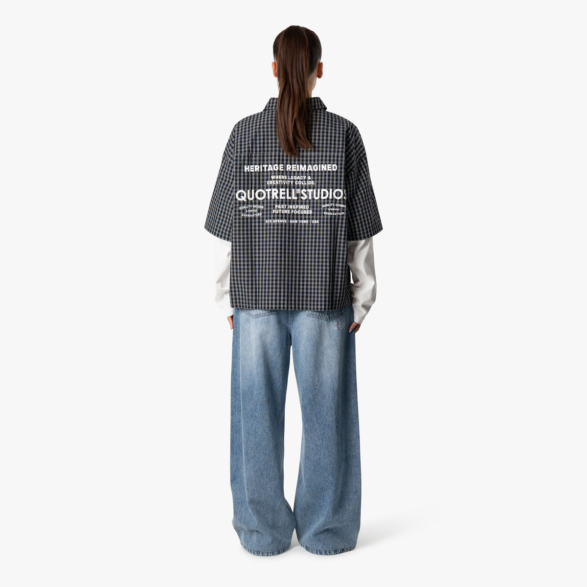 Heritage Double Longsleeve in navy and plaid