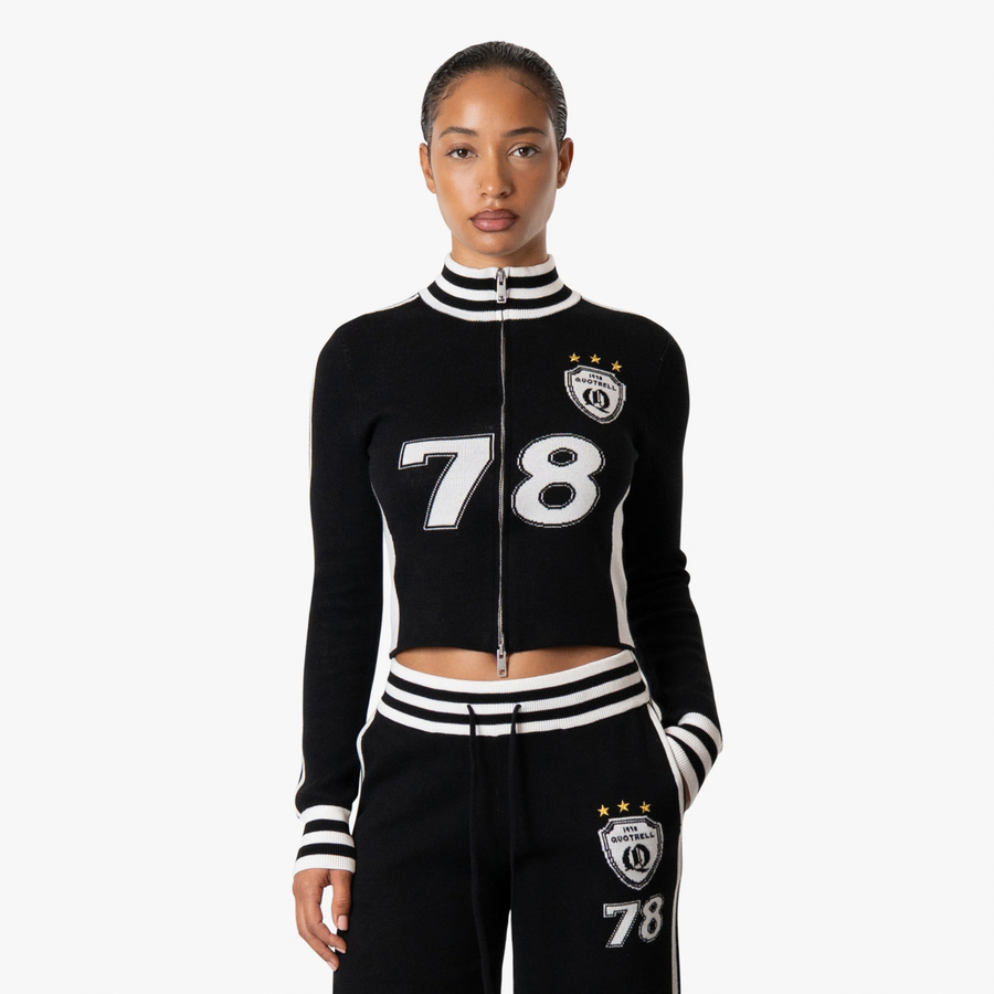 NAOMI KNITTED ZIP TOP | BLACK/WHITE
