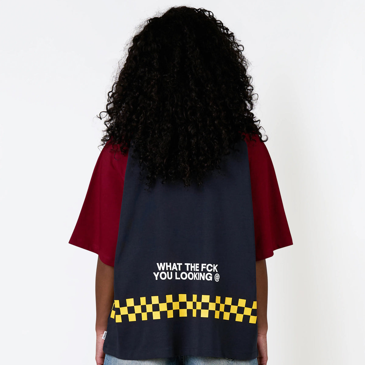 Emilio Boxy Tee in navy and red