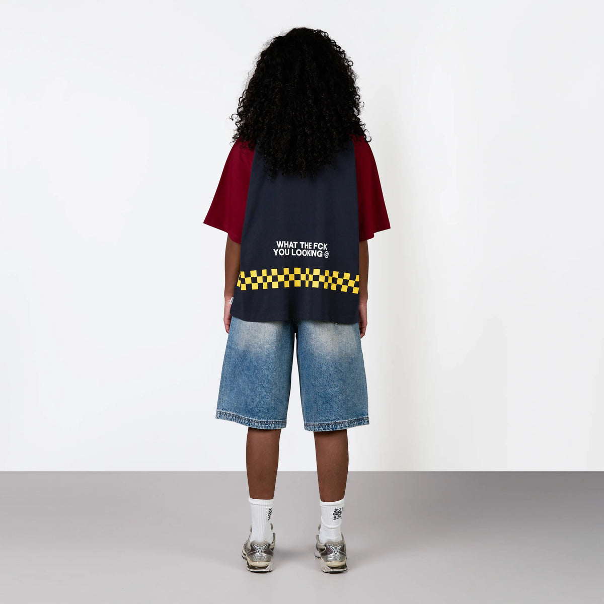 Emilio Boxy Tee in navy and red