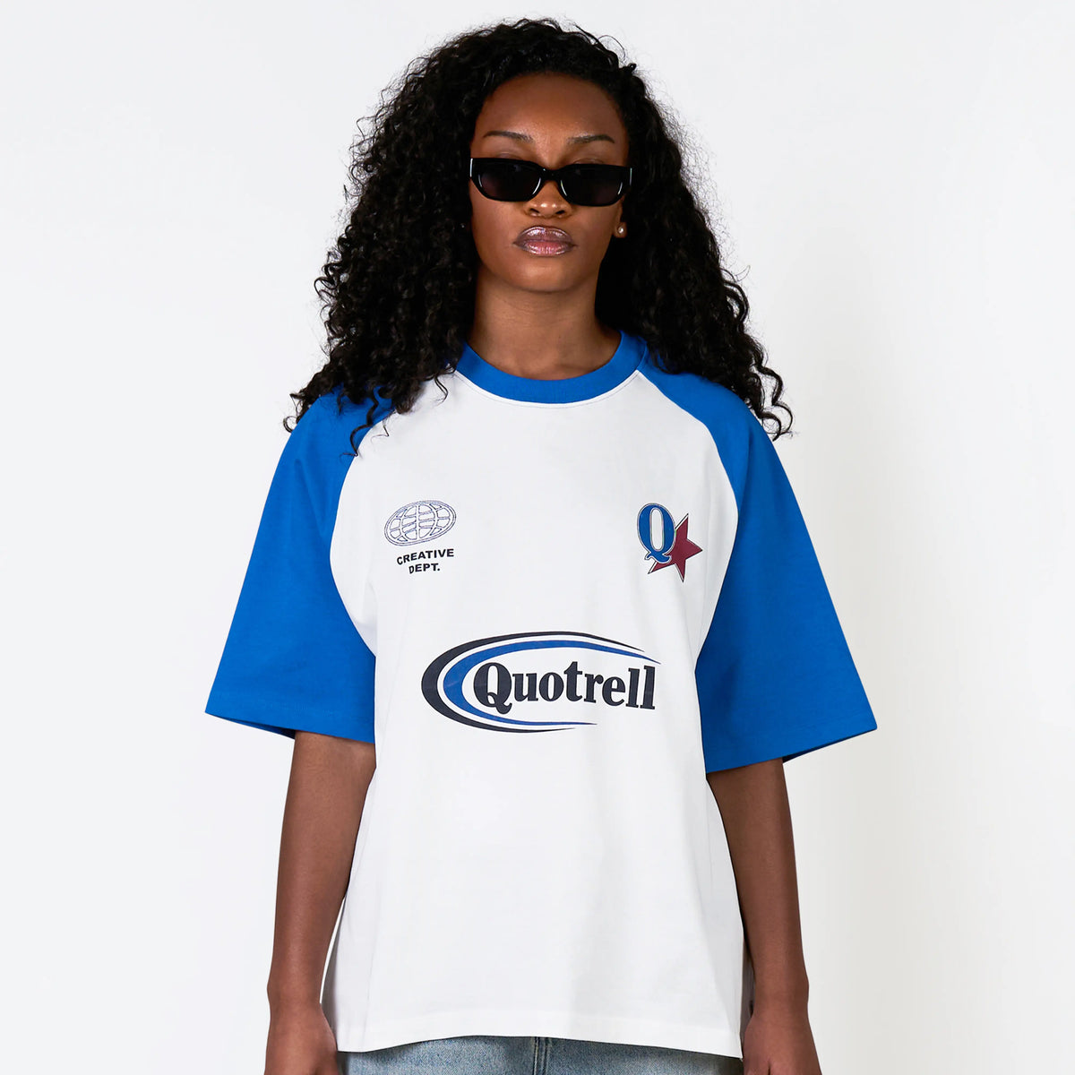 Emilio Boxy Tee in blue and white