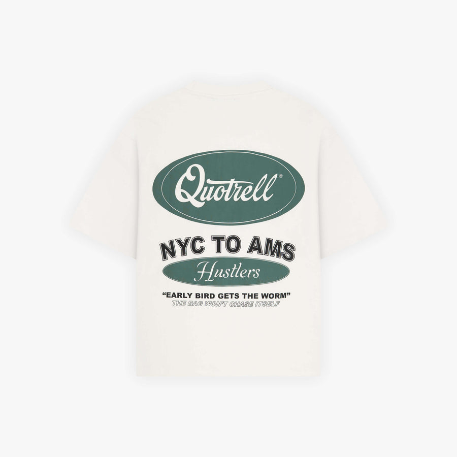 HUSTLERS TEE | OFF WHITE/TEAL