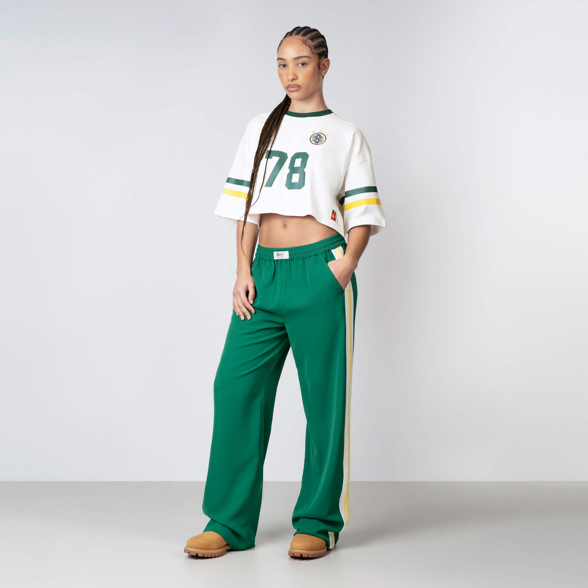 Zia Cropped Tee in white and green