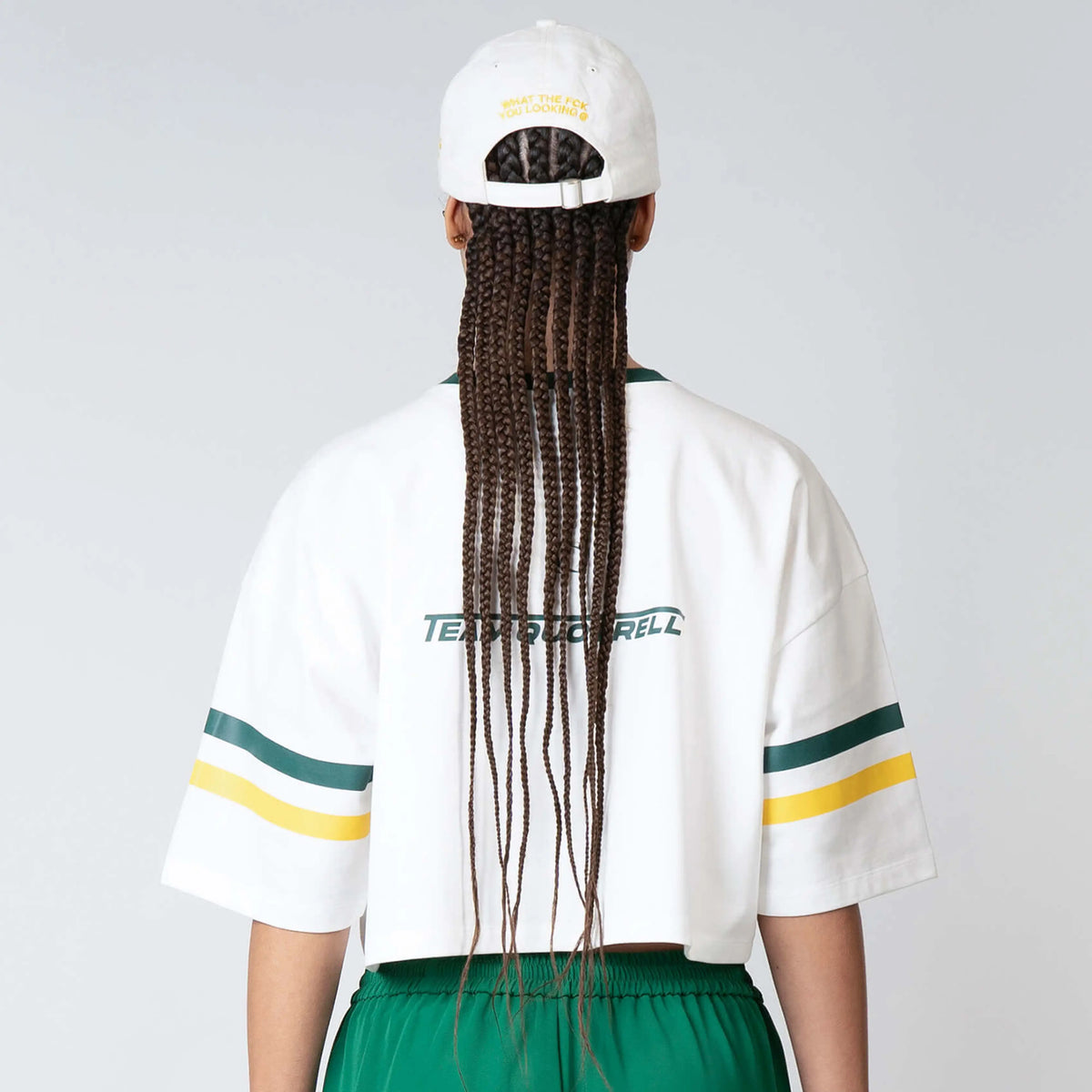 Zia Cropped Tee in white and green