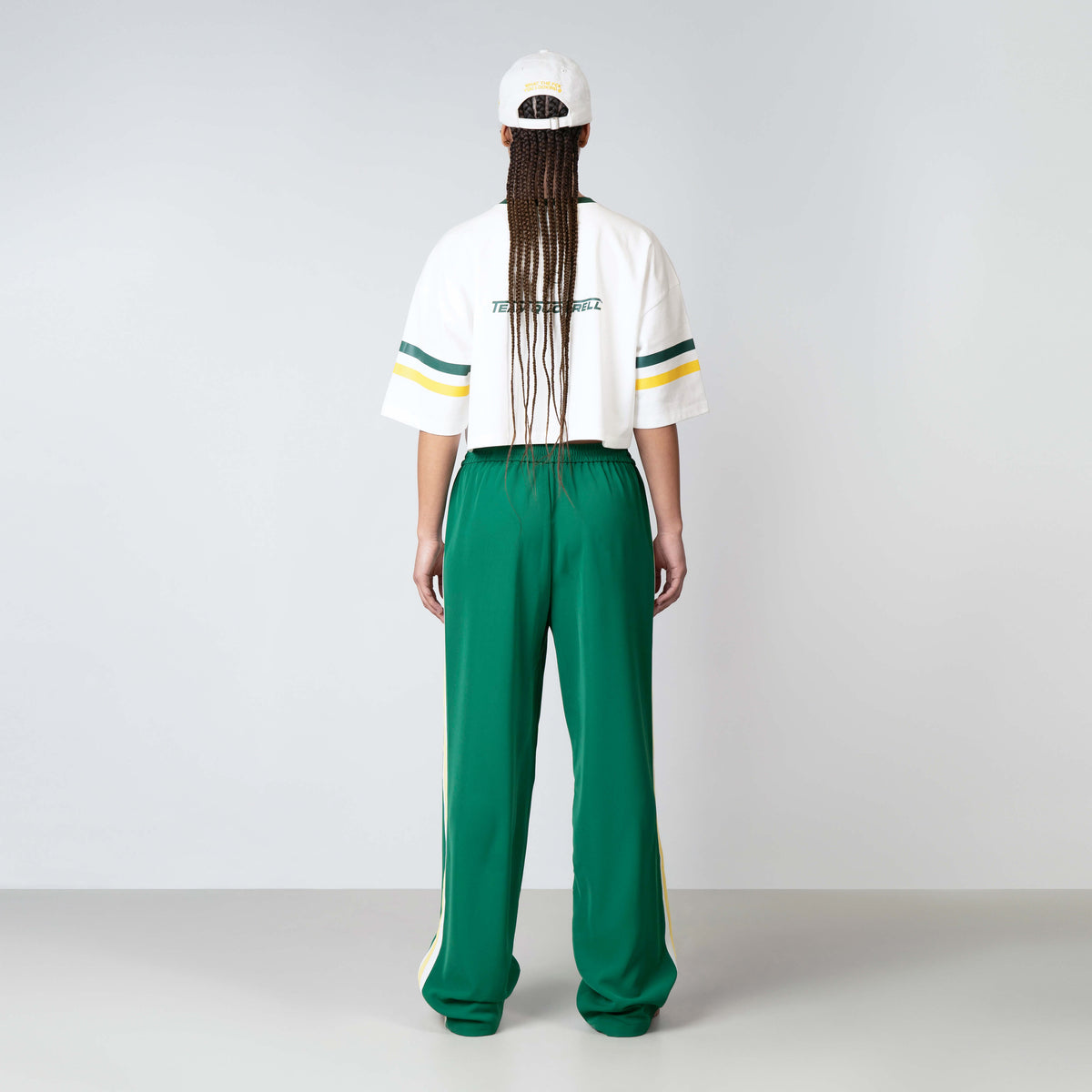 Zia Cropped Tee in white and green