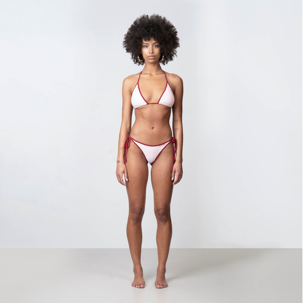 Quotrell Bikini Bottom in light pink and red