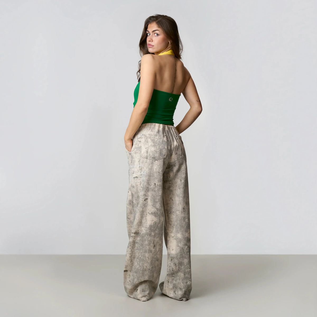 Nola Top in green and yellow