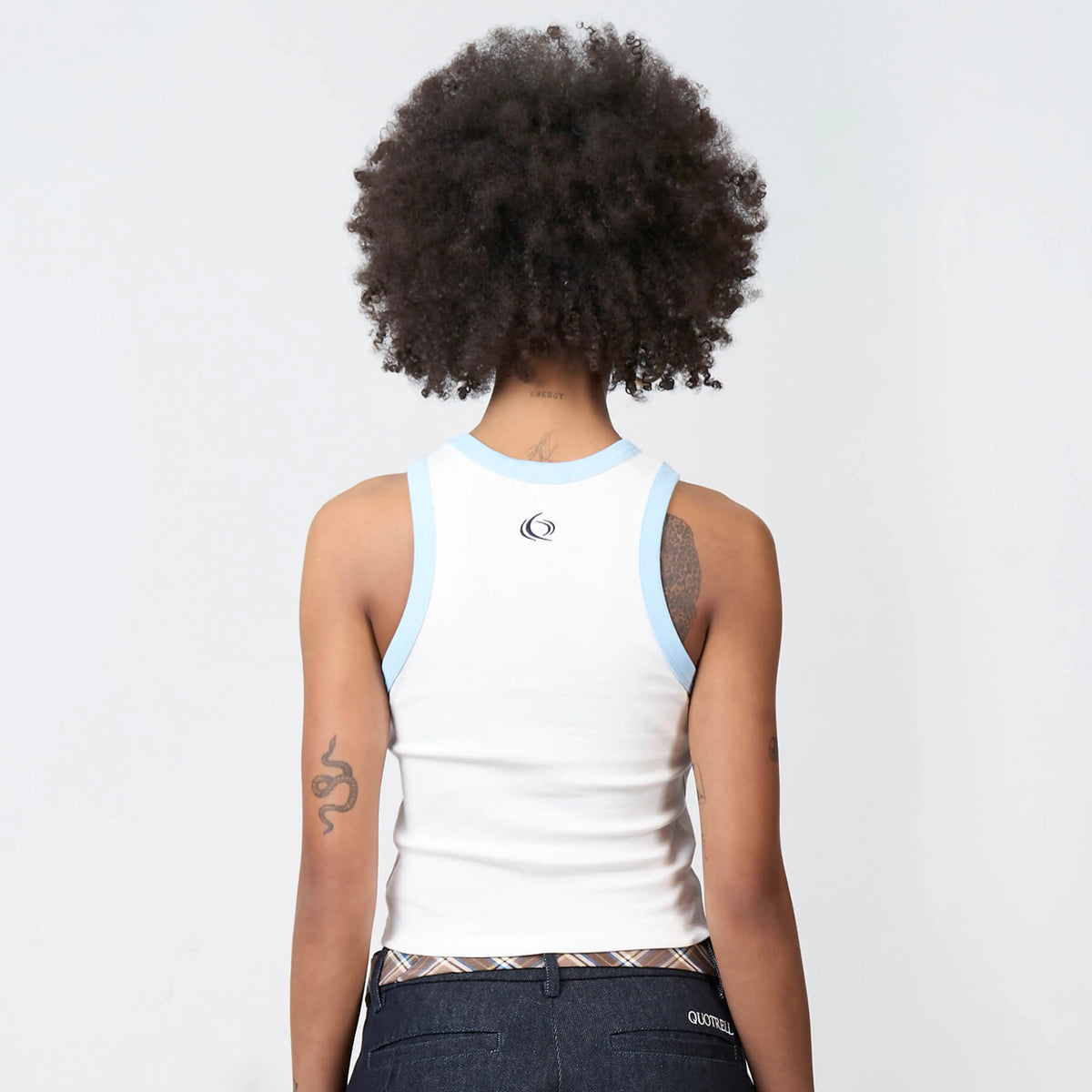 Aria Top in white and light blue