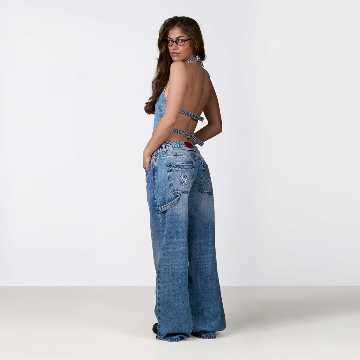 Mila Set in washed blue, front view