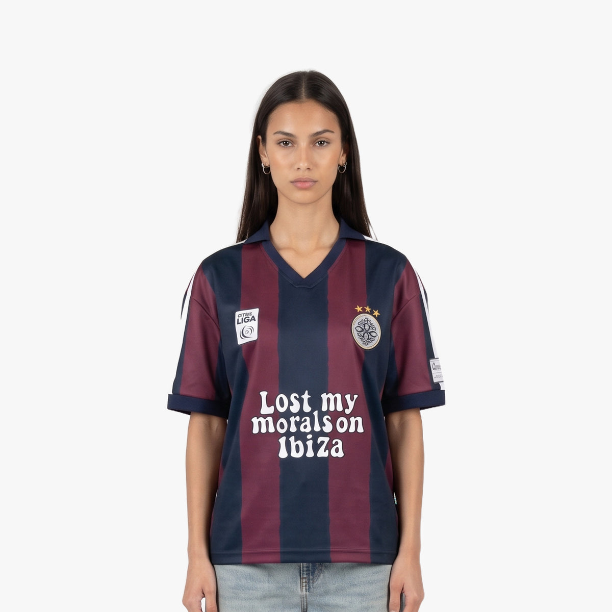 Ibiza Jersey in bordeaux and navy