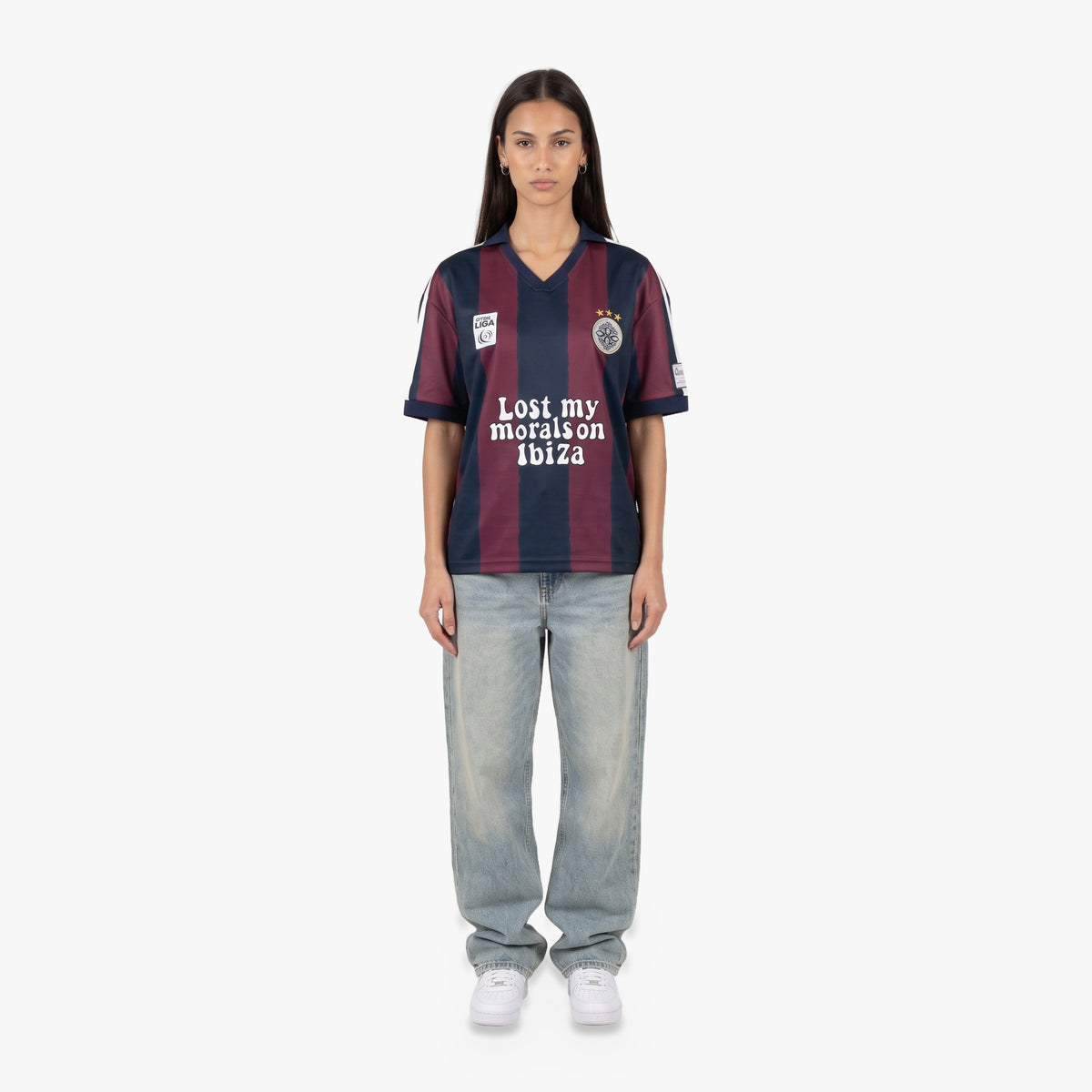 Ibiza Jersey in bordeaux and navy