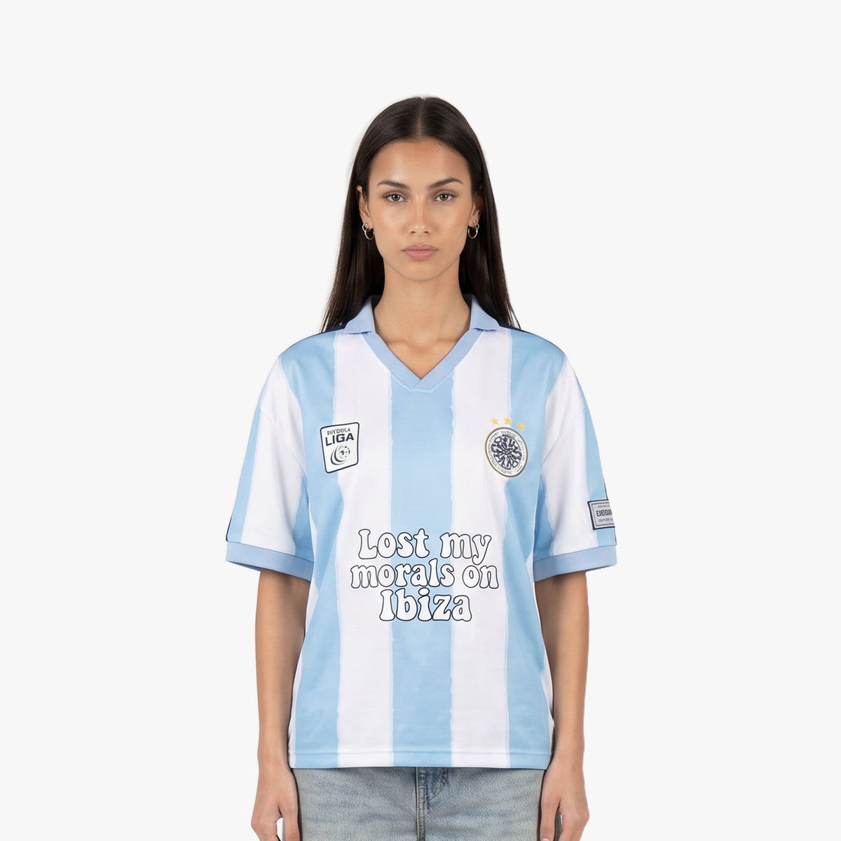 Ibiza Jersey in light blue and white